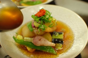 バトウ鯛と赤蕪・茄子・万願寺唐辛子・じゃが芋・栗・紫ずきん!